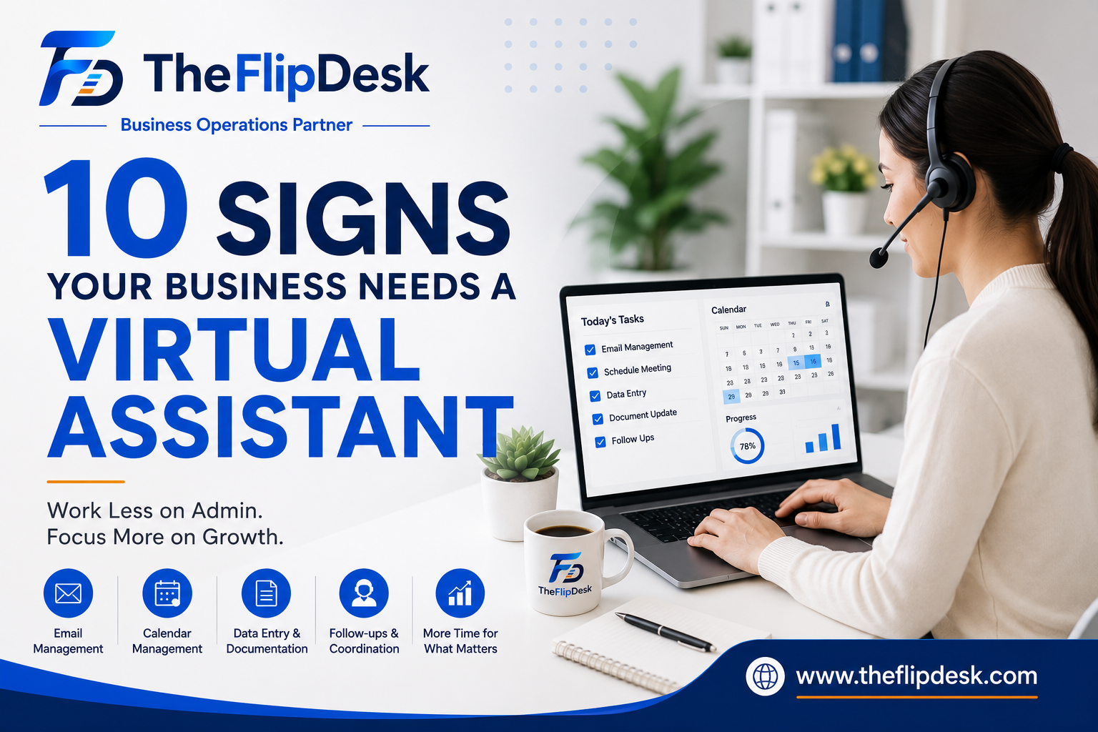 Virtual assistant providing administrative support to a business